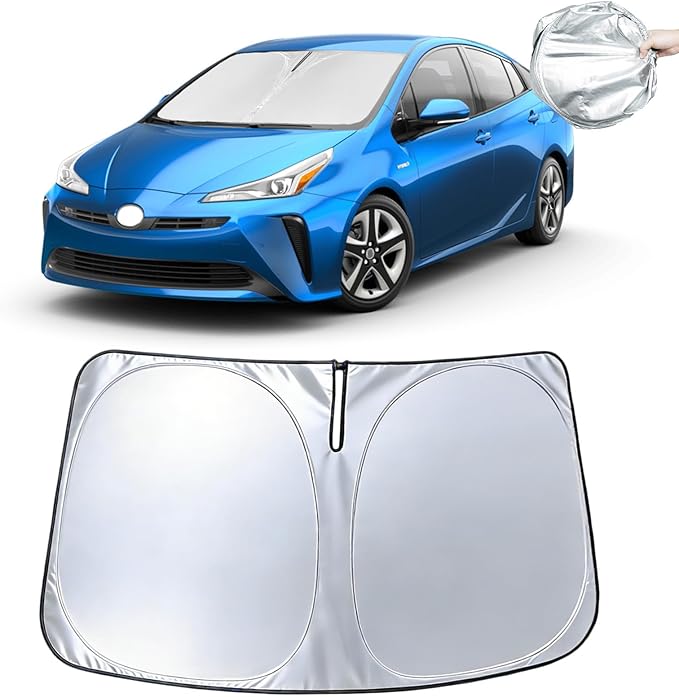 Windshield Sun Shade for Toyota Prius 2023-2026, Car Front Window Shade & Heat Shield Accessories | 240T Sunshade Sun Visor Protector Blocks UV Rays & Keeps Car Cooler