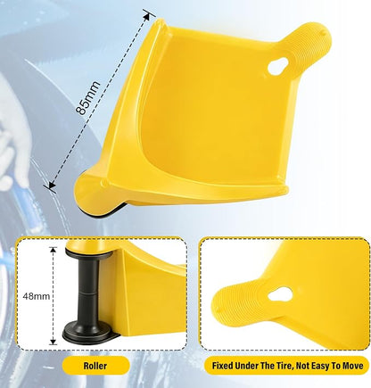 Dreyoo 4 Pcs Car Hose Guide, Tire Hose Roller for Car Washing, Detailing Tire Hoses Guide Preventing Pressure Washer Hoses Stuck Under The Wheels, Plastic Wash Tool to Avoid Snagging(Yellow)
