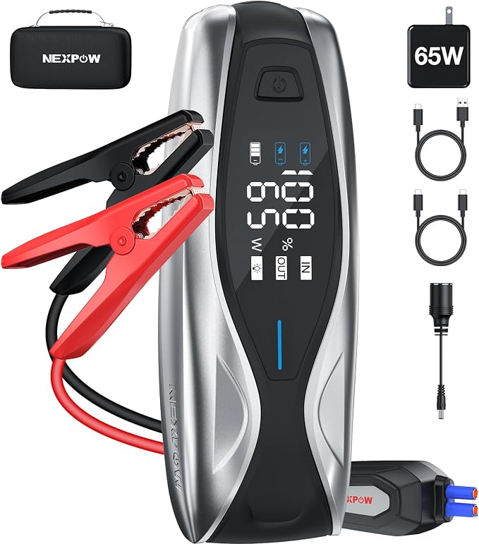 NEXPOW X7 10000A Jump Starter with 65W Quick Charger(All Gas/All Diesel), Powerful Battery Jumper Starter Portable with Smart LCD Display,12V Jump Box,Battery Booster Pack with Heavy Duty Jumper Clamp