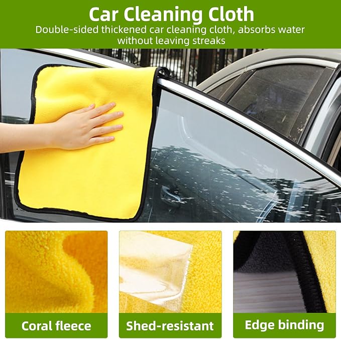 62" Car Wash Brush with Long Handle, Car Wash Kit Include Microfiber Cleaning Mop, Wheel Brush, Windshield Window Squeegee, Towel, Detail Brush, Storage Bag, for Cleaning Cars, RV, Truck, Boat
