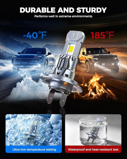 Marsauto M1S H7 Fog Light Bulbs 2-Pack, 80000LM 6000K Cool White, Plug and Play Direct Fit, 1:1 Halogen Size, 80,000+ Hours, CANbus Error-Free for 99% Vehicles