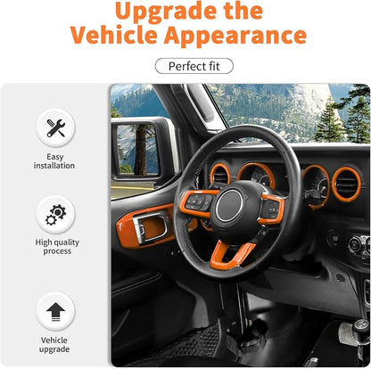 21PCS Full Set Interior Trim Kit for 2018-2023 Jeep Wrangler JL JLU,Side Outlet Door Handle Bowl Roof Reading Light Cover Trim (Orange)