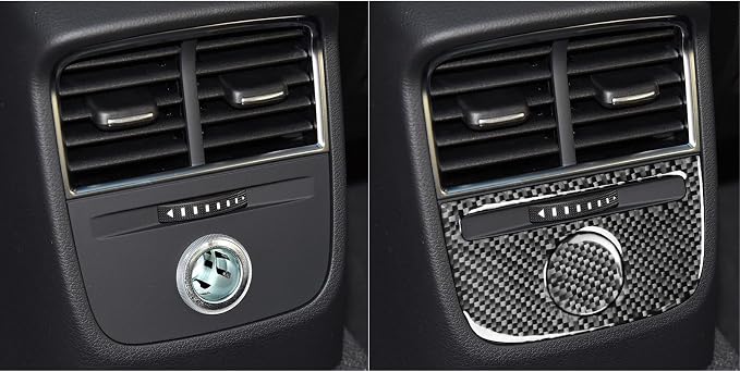 Real Premium Carbon Fiber Compatible with Audi A3 S3 RS3 8V 2013 2014 2015 2016 2017 2018 2019 Car Rear Center Console air Conditioning Vents Decor Cover Auto Interior Accessories Black