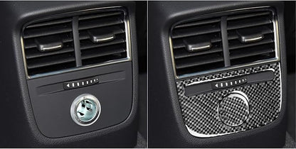 Real Premium Carbon Fiber Compatible with Audi A3 S3 RS3 8V 2013 2014 2015 2016 2017 2018 2019 Car Rear Center Console air Conditioning Vents Decor Cover Auto Interior Accessories Black
