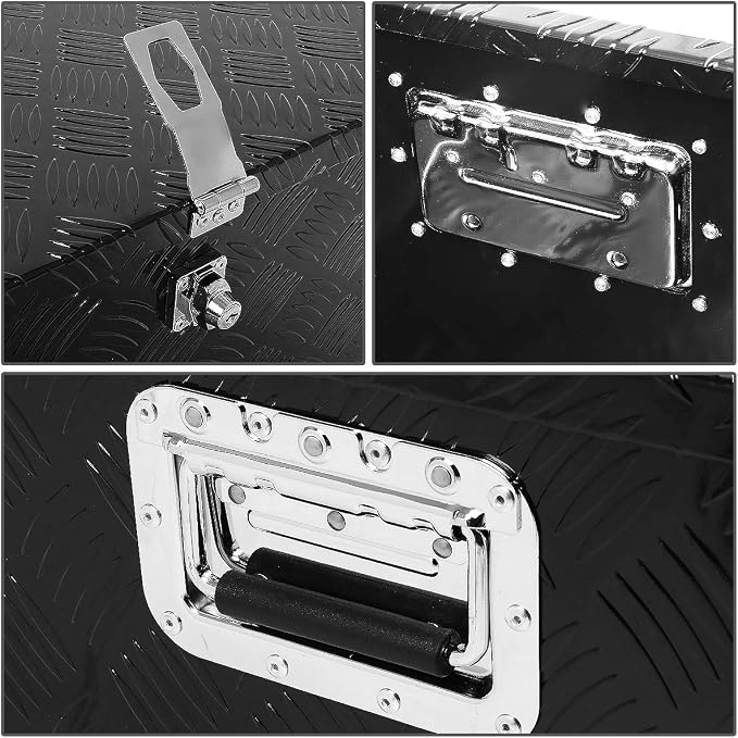 DNA MOTORING Lockable Storage Box, Truck Tool Organizer - Aluminum, 30"x13"x10", Black, Comes With Lock & Keys