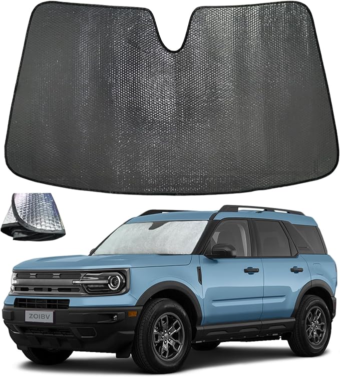 Car Windshield Sun Shade for Ford Bronco Sport 2021-2025 2026, 5-Layer Bubble Foldable Thicken Front Window Sunshade Sun Visor Protection Accessories - Blocks Heat & UV Rays Keep Car Cooler