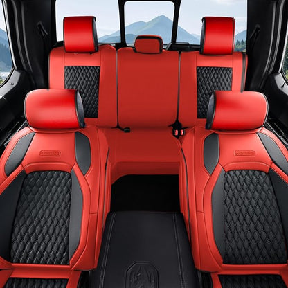 Coverado Car Seat Covers, Full Set Seat Covers for Dodge RAM 1500 Compatible with 2009-2018 Ram 1500, 2010-2026 Ram 2500 3500 Dodge RAM Accessories Automotive Seat Covers(5 Seats/Red)