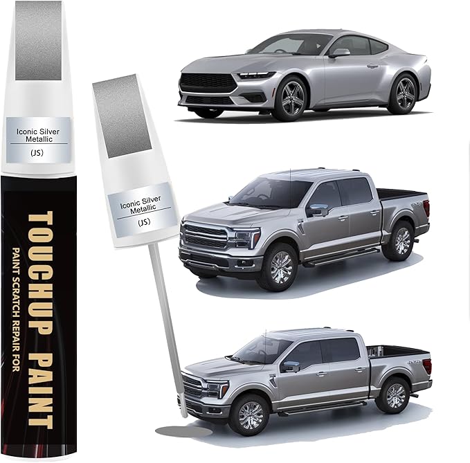Iconic Silver Metallic(JS) Car Paint Touch Up Pen Compatible with Ford, 2-In-1 Color Accurate Touch Up Car Scratch Repair Paint Match Ford Series Automotive Scratch Remover for Nicks & Chips Repair