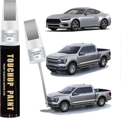 Iconic Silver Metallic(JS) Car Paint Touch Up Pen Compatible with Ford, 2-In-1 Color Accurate Touch Up Car Scratch Repair Paint Match Ford Series Automotive Scratch Remover for Nicks & Chips Repair