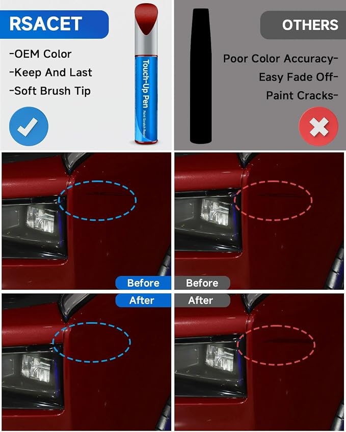 E4/F1/6D/M6886/M6470/6470C Vermillion Red Touch Up Paint Compatible with Ford Exact Match Touch Up Paint Car Scratch Repair