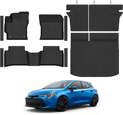 Custom Fit Floor Mats for 2020-2025 2026 Toyota Corolla Hatchback, All Weather TPE Floor Liners & Trunk Mat & Backrest Mats & Door Sill Guard, Odorless Full Set Interior Accessories