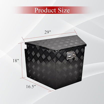 29''Inch Aluminum Trailer Tongue Tool Box Truck Bed Toolbox Truck Trailer Chest Box Underbody Storage Organizer Waterproof Square Storage Organizer w/Lock & Keys Black(‎29" Lx16.5 Wx18 H)
