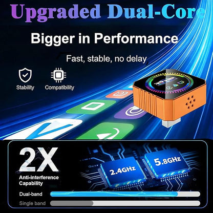 4in1 Wireless Carplay Adapter for Apple iPhone Android Auto,Airplay Screen Mirror Link Bluetooth Carplay Adapter for Video YouTube Tiktok,WiFi Dual Core,Mini Car Play USB Dongle,Fast,No Latency