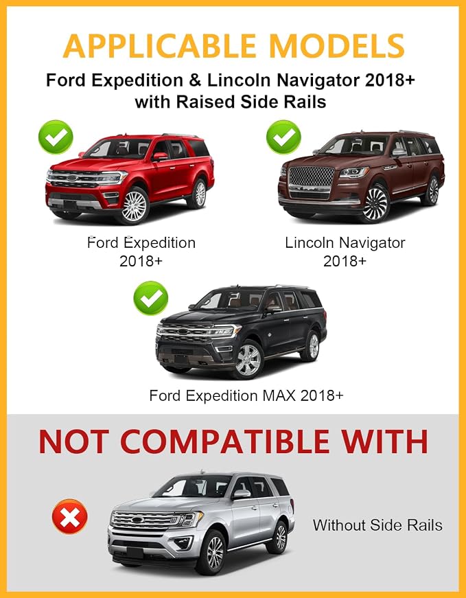 Tuyoung 300lbs Roof Racks Cross Bars Compatible with Ford Expedition & Ford Max 2018-2026 & Lincoln Navigator 2018-2024, Heavy Duty Aluminum Rooftop Cargo Carrier Low Noise Kayak Camping Road Trips