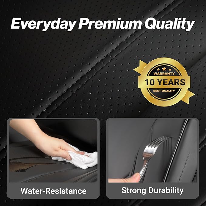 Coverland Custom Truck Car Seat Covers Front Seats for [2023-2026 Ford F250 F350 F450 Super Duty SuperCrew Cab Front Bucket Seats Rear 40/60 Bench w/Armrest] - Waterproof Seat Protector [Front-Black]
