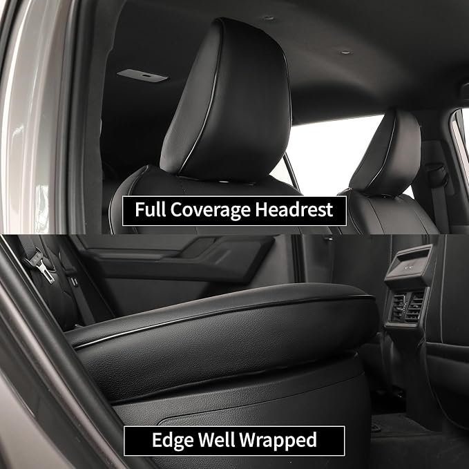 EKR Rav4 Seat Covers Custom Fit for Toyota Rav4 (Hybrid) SE/XSE & (PHEV) GR Sport 2026, Car Seat Cover Full Set for SUV,Factory-Style Interior Upgrade, Easy-Wipe Protection,Faux Leather(Black)