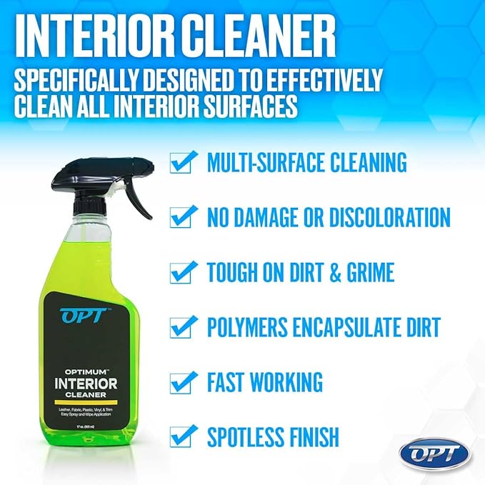 Optimum No Rinse Version 5 (32 Oz) with Optimum Interior Cleaner (17 Oz) Bundle – ONR Rinseless Car Wash with 17 oz Auto Interior Cleaning Solution for Leather, Upholstery, Carpet, and Interior Trim