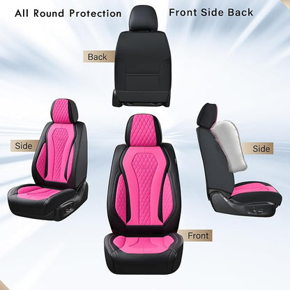 Coverado Automotive Seat Covers Front Seats, Seat Covers 2 Pack, Rose Car Seat Cover, Waterproof Auto Seat Covers, Car Seat Cushion, Front Car Seat Covers Leather Car Seat Protector Fit for Most Cars