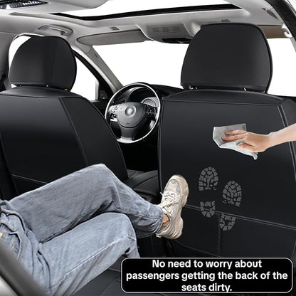 Car Seat Cover Full Set Sets, Universal Car Seat Covers for Cars, Premium Waterproof Leather, Protect & Upgrade Car Interior, Compatible with Airbags, Easy to Install & Clean Up