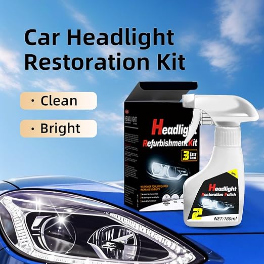 Automotive Headlamp Restoration Fluid Oxidized, Headlight Restoration Kits, Car Light Polisher Cleaning, Only for Headlight Cleaner Polishing.(10ML Coating+180ML Headlight Renovation Liquid)