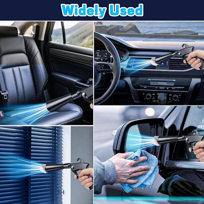 JUSTHERE Detailing Car Cleaning Gun Interior Dryer Air Blow Gun, High Pressure Blower Gun with 5 Pcs Brushes for Auto Carpet Seats Dashboard Console Cleaning
