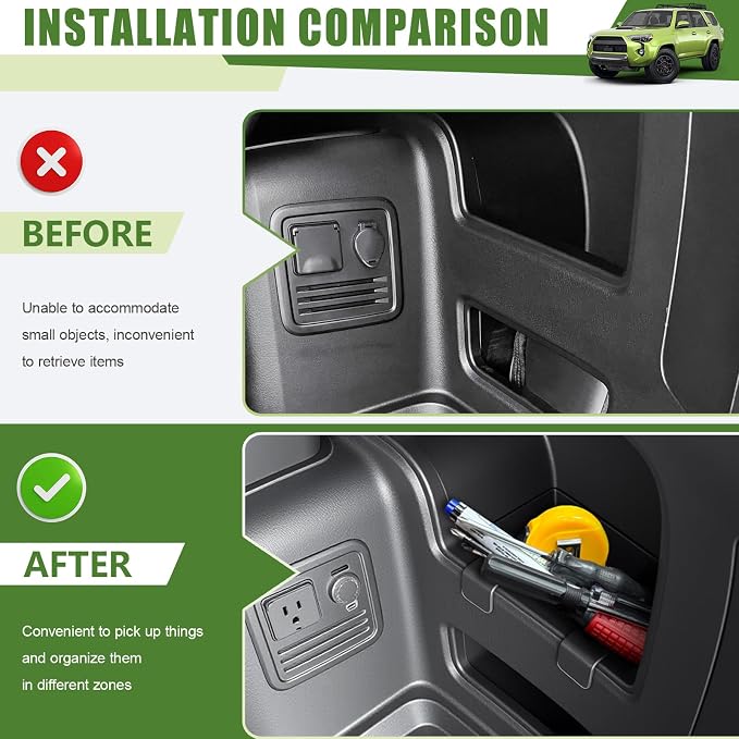 Trunk Organizer for 2010-2024 Toyota 4Runner 5-Seat 2nd Row(NOT Fit 7-Seat 3rd Row), Rear Storage Box Bin Cargo Tray for 10-24 4 Runner Interior Accessories(Right Side Hanging/Without Speaker)