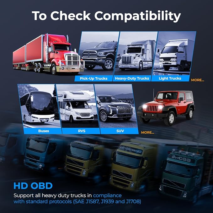 NEXAS NL102 Heavy Duty Truck Diagnostic Scanner for Diesel Trucks, HD Code Reader with Live Data & DTC Lookup, J1939/J1708 Truck Scan Tool for Cummins, Freightliner, Detroit, PACCAR, Class 4-8 Trucks