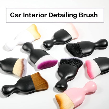 AOCISKA Car Interior Detailing Brush,Soft Bristle Cleaning Brush Car Detailing Brush Dusting Brush,Car Interior Cleaning Tool,Auto Detail Brush Car Dash Duster Brush (Black&Pink with Cap)
