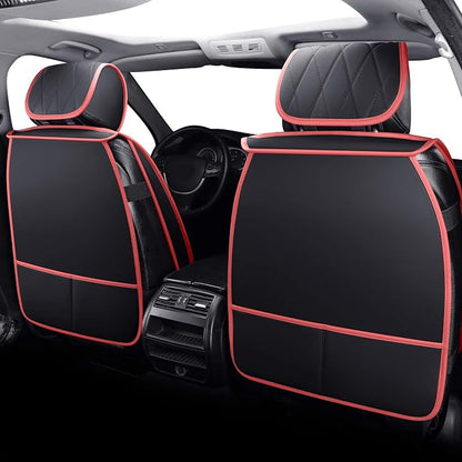 Aierxuan 2 Front Drive Car Seat Covers Waterproof Leather Non-Slip Universal for Honda Civic Ford Escape Edge Fusion Kia Sorento Soul Optima Cadenza Jetta Passat Jeep (2 PCS Front, Black-Red)