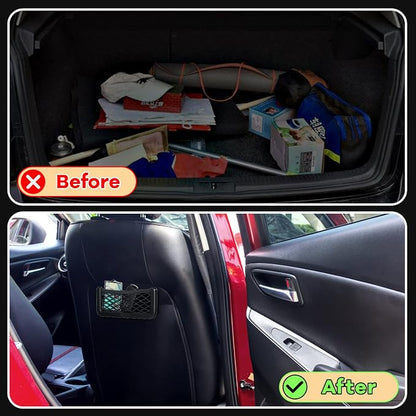 Frienda 2 Pcs Boat Storage Net Bag, ABS Plastic Car Framed Mesh Net Holder, Phone & Cargo Organizer with Screws for Auto, Rv, Boat, Pontoon, Truck Pocket Storage (6.7 x 3.15 Inch)