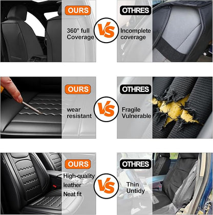 Ranger Car Seat Covers Custom Fit for Ford Ranger 2019-2025 2026, Full Coverage Leather Waterproof Breathable Seat Covers Full Set, Automotive Seat Protectors, Airbag Compatible(5 Seats, Black)