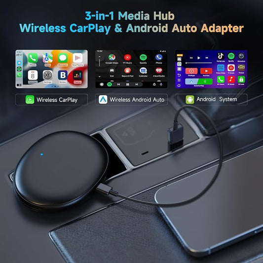 ATOTOZONE AD5 AI Box Wireless CarPlay Adapter & Android Auto, 2025 Upgrade Ai Box CarPlay Compatible with YouTube, AI DriveChat, Dual Wi-Fi, Dual BT, for OEM Wired CarPlay/Android Auto