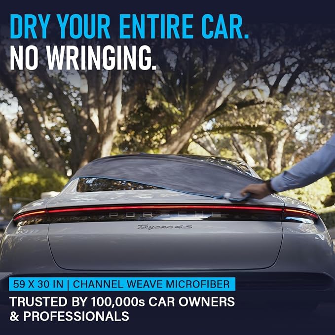 Rapid Dry Towels Original 2.0 Microfiber Car Drying Towel | 150 x 75cm | Extra Large Channel Weave Drying Cloth | Ultra Absorbent, Scratch-Free, Auto Detailing Towel for Cars SUVs Trucks & Boats