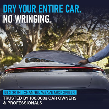 Rapid Dry Towels Original 2.0 Microfiber Car Drying Towel | 150 x 75cm | Extra Large Channel Weave Drying Cloth | Ultra Absorbent, Scratch-Free, Auto Detailing Towel for Cars SUVs Trucks & Boats