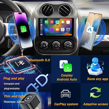 Wireless Carplay Adapter for Ford EcoSport 2018-2022, Plug and Play Car Play Wireless Adapter, 2 in 1 CarPlay Accessories, Auto Reconnect,A