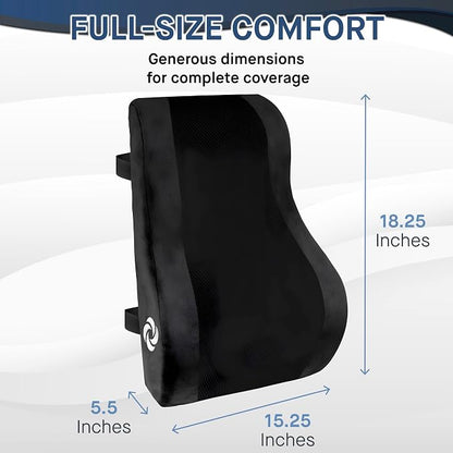 Samsonite Lumbar Support Pillow Mid and Lower Back with Cooling – Office Chair Back Cushion, Gaming Chair, Desk Chair, Car Seat Lumbar, Work from Home Office Accessories, Black with Cooling