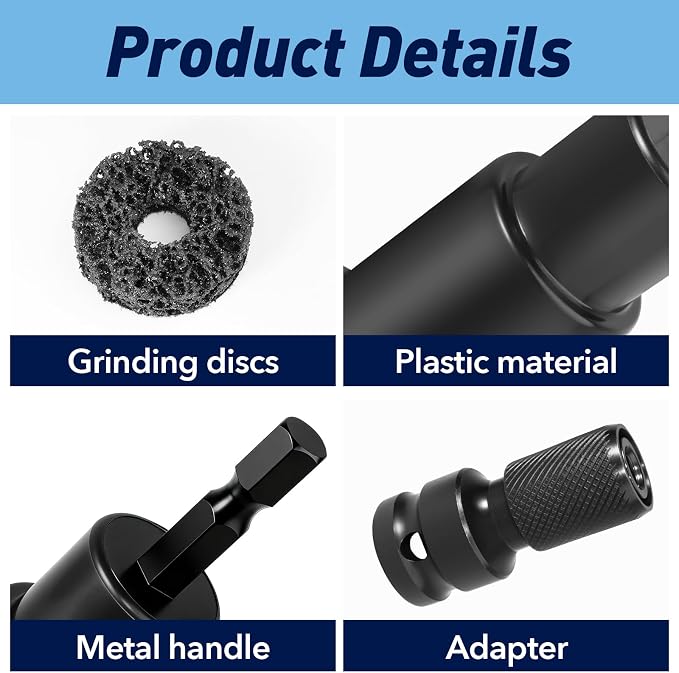 9 PCS Wheel Hub Cleaning Tool, Brake Hub Cleaning Kit Includes 5 Pads, Compatible with Electric Drills or 1/2" Impact Wrenches, Suitable for Car & Truck