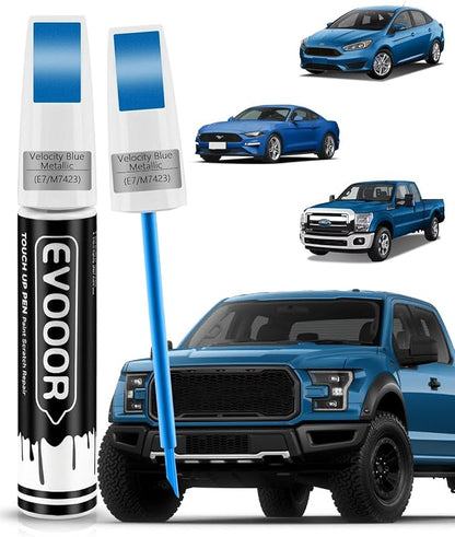 Touch Up Paint for Ford – Exact Match 2 in 1 Paint Pen for Chips and Nicks Repair (Velocity Blue Metallic(E7/M7423))