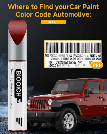 Touch Up Paint Pen Exact Color Match Car Chip and Scratch Repair (for Jeep, Deep Cherry Red Crystal Pearl(PRP/JRP))