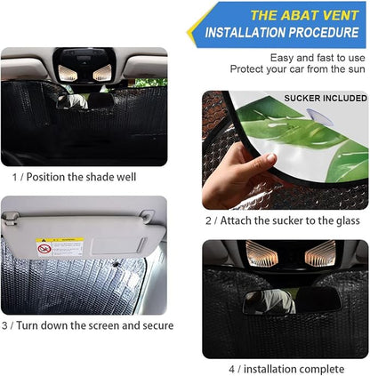 Blueberry Blue Fruits Watercolor Windshield Sunshade Car Sun Shade Blocks UV Rays Visor Protector Accordion Folding Sun Reflector Auto Sunshade for Truck SUV