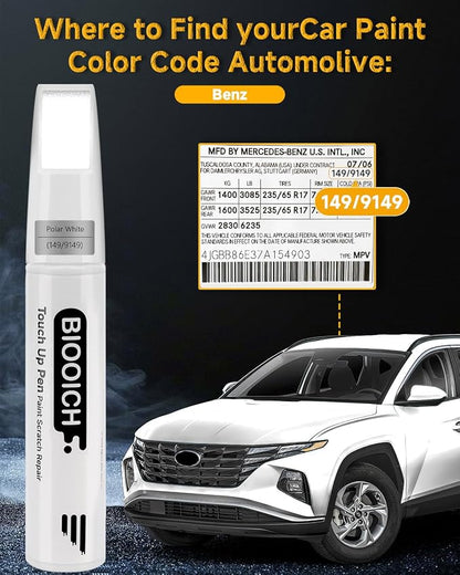 Touch Up Paint Pen Exact Color Match Car Chip and Scratch Repair (for Benz, Polar White(149/9149))