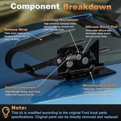 Rear Seat Release Kit, Compatible with 2009–2025 Ford F-150 F-250 F-350 F-450 & Raptor SuperCab SuperCrew, Pre-Assembled Rear Seat Release Lever, Maximize Vehicle Storage Space