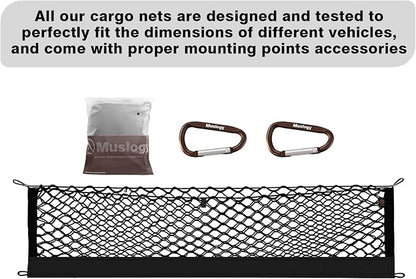 Muslogy Trunk Cargo Net Compatible with 2020-2025 2026 Kia Telluride Accessories, SUV Sedan Cargo Organizer Storage Net with Heavy Duty Carabiners