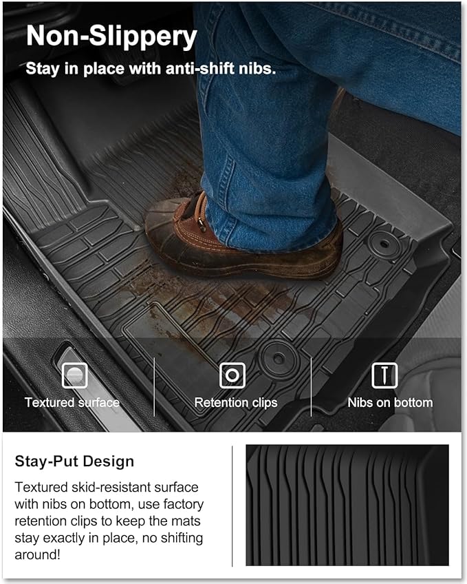 KIWI MASTER Floor Mats for 2022-2026 New Jeep Grand Cherokee/ 4xe, Custom Fit All Weather Car Mats, Heavy Duty TPE Floor Liners, Front & Rear 2 Row, Black