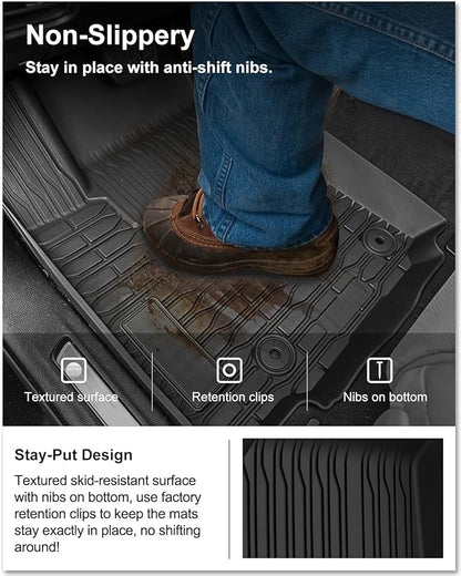 Kiwi Master Floor Mats & Cargo Mat for 2021-2026 Jeep Grand Cherokee L | OEM Replacement 82216640AA 82216646AA, Custom Fit, All Weather Mats, Heavy Duty TPE Floor Liners, Front Rear Trunk Set, Black
