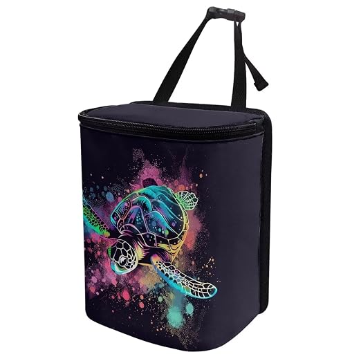 Talayituse Paint Splatter Turtle Print Car Trash Can with Lid, Leak Proof Auto Trash Bag Hanging Vehicle Garbage Can Multipurpose Storage Container for Back Seat Road Trip