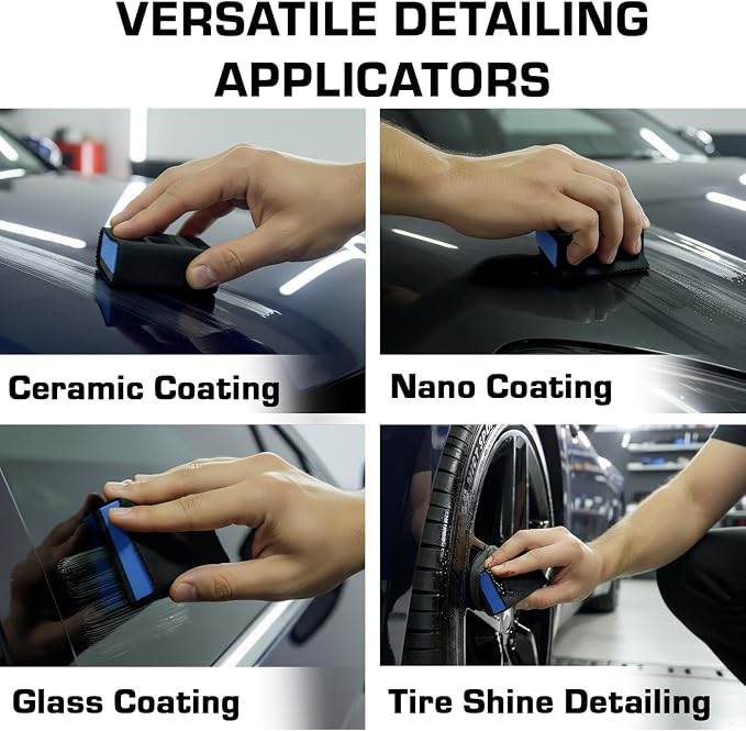 Sponge Applicator Kit 3 Pack with Microfiber Cloths | Perfect for Ceramic Coating, Nano Coating, Glass Coating, Tire Shine Detailing (3" Sponge Kit)