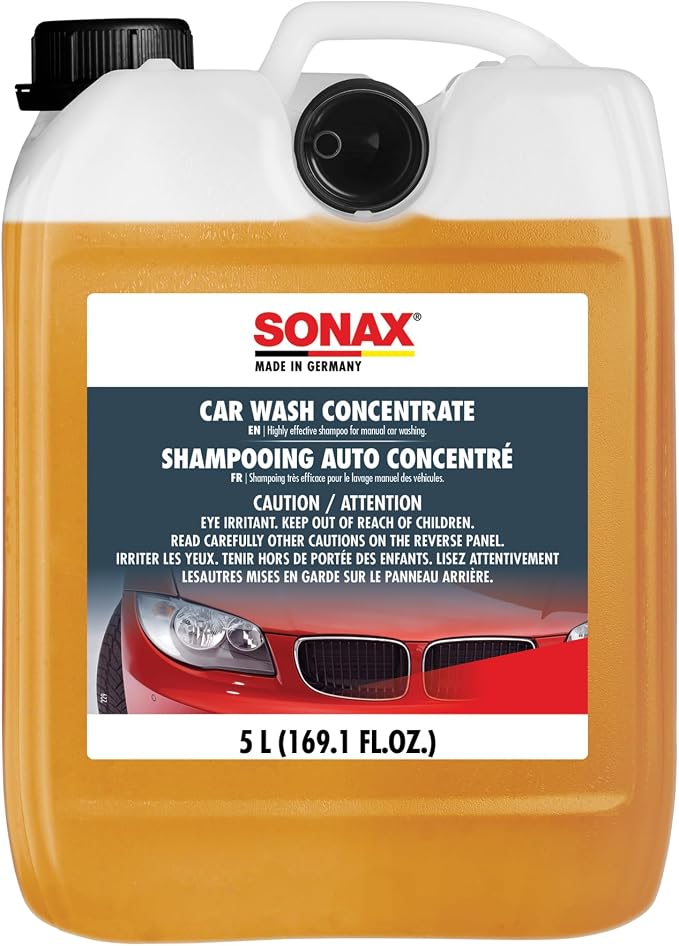 SONAX Car Wash Shampoo Concentrate 314500 | High-Foaming pH-Neutral Formula for Effective Cleaning | Safe on All Paint Wax Sealants & Coatings | Removes Dirt Grime and Road Film | 5L