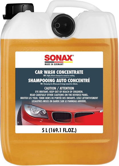 SONAX Car Wash Shampoo Concentrate 314500 | High-Foaming pH-Neutral Formula for Effective Cleaning | Safe on All Paint Wax Sealants & Coatings | Removes Dirt Grime and Road Film | 5L