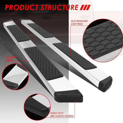 Auto Dynasty Running Boards Compatible with 2007-2021 Toyota Tundra CrewMax/Extended Crew Cab, Stainless Steel Side Step Rail Nerf Bars, 5" Step Bars, Polished Chrome